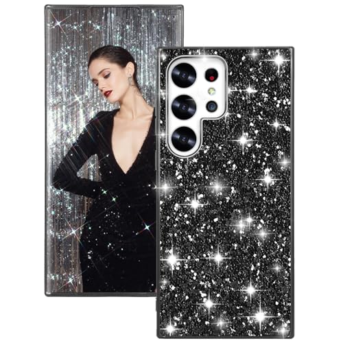 Handyhülle für Samsung Galaxy S24 Ultra Hülle Glitzer Bling Sparkle Hülle für Samsung S24 Ultra Case Cover Ultra Dünne Ganzkörper Stoßfest Anti-Kratzer Schutzhülle Galaxy S24 Ultra 5G 6,8" (Schwarz) von Fiyer