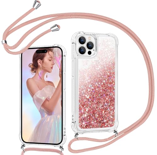 Handyhülle für iPhone 15 Pro Max Hülle mit Band, HandyKette Hülle für iPhone 15 Pro Max Case Transparent Glitzer Bling Flüssigkeits Schutzhülle mit Verstellbarem Umhängeband Stoßfeste Hülle (Orange) Handyhülle für iPhone 15 Pro Max Hülle mit Band, HandyKette Hülle für iPhone 15 Pro Max Case Transparent Glitzer Bling Flüssigkeits Schutzhülle mit Verstellbarem Umhängeband Stoßfeste Hülle (Orange) von Fiyer
