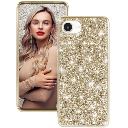 Handyhülle für iPhone 16e Hülle Glitzer Bling Sparkle Hülle für iPhone SE (2025) Case Original Ultra Dünne Leichte Ganzkörper Stoßfest Anti-Kratzer Silikon Schutzhülle für iPhone 16e Cover (Gold) von Fiyer