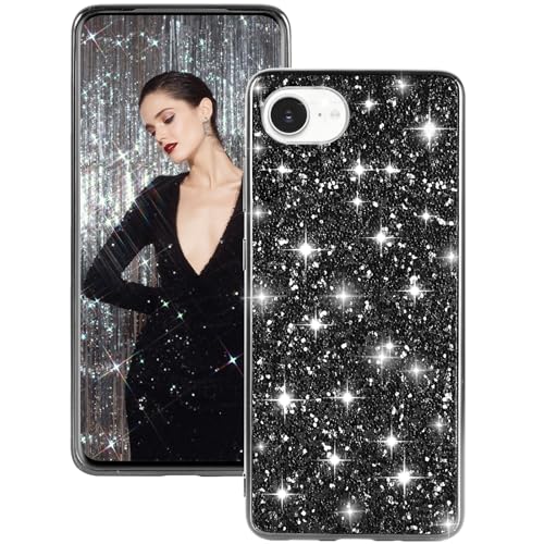 Handyhülle für iPhone 16e Hülle Glitzer Bling Sparkle Hülle für iPhone SE (2025) Case Original Ultra Dünne Leichte Ganzkörper Stoßfest Anti-Kratzer Silikon Schutzhülle für iPhone 16e Cover (Schwarz) von Fiyer