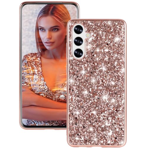 Hülle A14 Handyhülle für Samsung Galaxy A14 5G Hülle Glitzer Bling Sparkle Stoßfest Anti-Kratzer Ganzkörper 360 Grad Schutzhülle für Samsung A14 Hülle Ultra Dünn TPU Handyhülle Cover Case (Roségold) von Fiyer