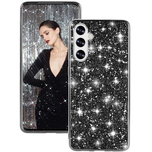 Hülle A14 Handyhülle für Samsung Galaxy A14 5G Hülle Glitzer Bling Sparkle Stoßfest Anti-Kratzer Ganzkörper 360 Grad Schutzhülle für Samsung A14 Hülle Ultra Dünn TPU Handyhülle Cover Case (Schwarz) von Fiyer