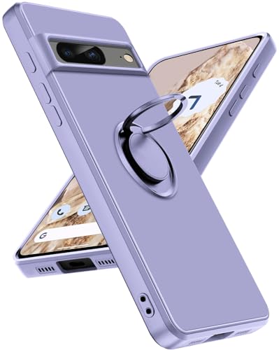 Hülle Pixel 8, Handyhülle für Google Pixel 8 Hülle mit Magnetisch Ring Ständer, Ultra Dünne Leichte Flüssiges Silikon Schutzhülle für Google Pixel 8 Stoßfest Case Cover mit Innem Microfaser (Lavendel) von Fiyer