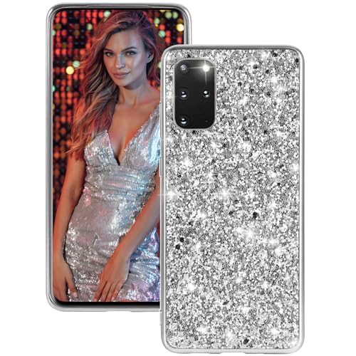 Hülle für Samsung Galaxy S20 Plus Hülle Glitzer Bling Sparkle Handyhülle für Samsung S20 Plus Case Original Ultra Dünne Leichte Ganzkörper Stoßfest Anti-Kratzer Silikon Schutzhülle Cover (Silber) von Fiyer