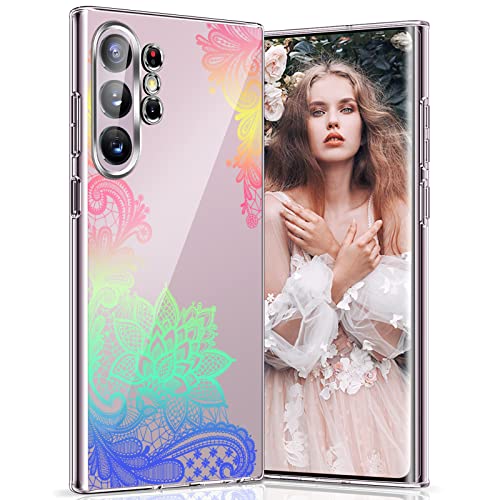 S23 Ultra Handyhülle für Samsung Galaxy S23 Ultra 5G Hülle Ultra Dünn Transparent Original Silikon Schutzhülle für Samsung S23 Ultra Hülle mit Blumen Mandala Muster Anti-Kratzer Stoßfest (Mehrfarbig) von Fiyer