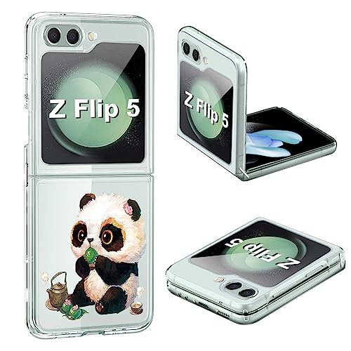 Schutzhülle Z Flip 5 Schutzhülle für Samsung Z Flip 5 5G Transparent Kristall ultradünn Original mit Panda-Motiv niedlich Schutzhülle für Samsung Galaxy Z Flip 5 Schutzhülle Silikon Weich TPU Full von Fiyer