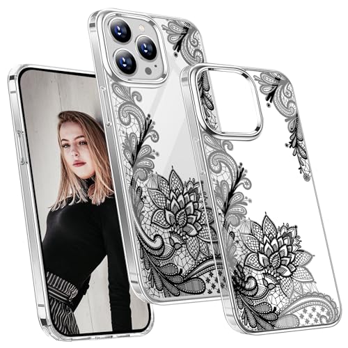 Schutzhülle für iPhone 16 Pro 5G, transparent, Pailletten, weiches Silikon, TPU, dünn, Original, Schutzhülle für iPhone 16 Pro, transparent, mit Motiv Mandala, Blume, stoßfest, kratzfest, Schwarz Schutzhülle für iPhone 16 Pro 5G, transparent, Pailletten, weiches Silikon, TPU, dünn, Original, Schutzhülle für iPhone 16 Pro, transparent, mit Motiv Mandala, Blume, stoßfest, kratzfest, Schwarz von Fiyer