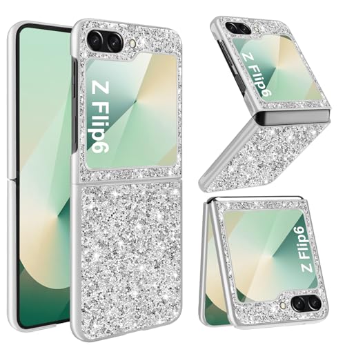 Z Flip 6 Hülle Handyhülle für Samsung Galaxy Z Flip 6 Hülle Glitzer Bling Sparkle Stoßfest Anti-Kratzer 360 Grad Schutzhülle für Samsung Z Flip 6 Hülle Ultra Dünn Galaxy Z Flip 6 5G Case (Silber) Z Flip 6 Hülle Handyhülle für Samsung Galaxy Z Flip 6 Hülle Glitzer Bling Sparkle Stoßfest Anti-Kratzer 360 Grad Schutzhülle für Samsung Z Flip 6 Hülle Ultra Dünn Galaxy Z Flip 6 5G Case (Silber) von Fiyer