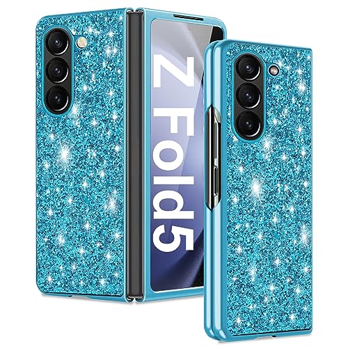 Z Fold 5 Hülle Handyhülle für Samsung Galaxy Z Fold 5 Hülle Glitzer Bling Sparkle Stoßfest Anti-Kratzer 360 Grad Schutzhülle für Samsung Z Fold 5 Hülle Ultra Dünn Galaxy Z Fold 5 5G Case (Blau) von Fiyer