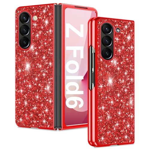 Z Fold 6 Hülle Handyhülle für Samsung Galaxy Z Fold 6 Hülle Glitzer Bling Sparkle Stoßfest Anti-Kratzer 360 Grad Schutzhülle für Samsung Z Fold 6 Hülle Ultra Dünn Galaxy Z Fold 6 5G Case (Rot) Z Fold 6 Hülle Handyhülle für Samsung Galaxy Z Fold 6 Hülle Glitzer Bling Sparkle Stoßfest Anti-Kratzer 360 Grad Schutzhülle für Samsung Z Fold 6 Hülle Ultra Dünn Galaxy Z Fold 6 5G Case (Rot) von Fiyer