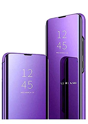 kompatibel für Samsung Galaxy A51 Hülle, Premium handyhüllen mit Spiegel Schutzhülle Flip Slim Schutz hüllen Leder Tasche Kippständer Case (Lila) von Fiyer