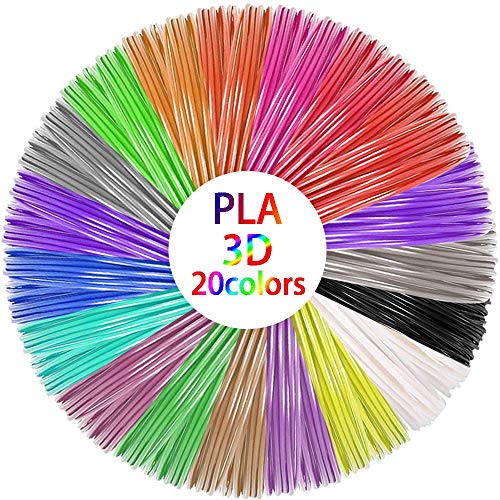 3D Stift Filament 1.75 mm PLA, 20 Farben, je 5 M, 3D Pen PLA Filament 1.75 mm, 3D Stift Farben Set für ODRVM, Tecboss, Lovebay, 3D Stift and 3D Druck Stift, 3D Stift Zubehör Filament für 3D Drucker von Fiyuer