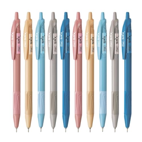 FLAIR Srx 0,7 mm Druckkugelschreiber-Box, dreieckiges Design für besseren Halt, leicht, nachfüllbar, glattes Schreiberlebnis, lebendige einfarbige Farben, blaue Tinte, 10 Stück von Flair