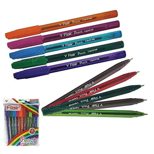 Flair Pfirsich Tinte Kugelschreiber 10 verschiedene Farben von Flair