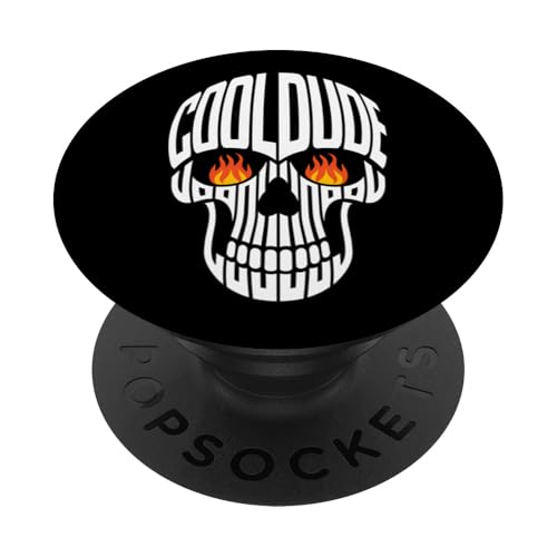 Cool Dude Totenkopf mit Flammen lustiges, kantiges Design PopSockets Klebender PopGrip von Flaming Skull Vibes for Edgy Teens and Cool Dudes
