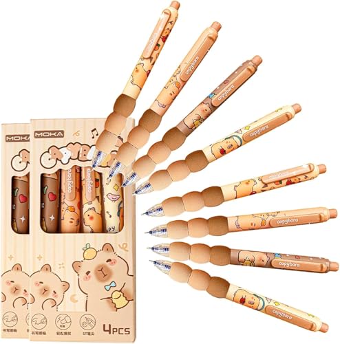Flanliy Capybara Stifte, 8 Stück Radierbarer Kugelschreiber Stifte Set Capybara Gelstifte Radierbar Einziehbare Stifte Schreibwaren für Schule, Büro,Capybara-motto-partygeschenke (2*A) von Flanliy