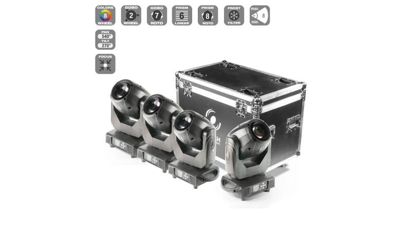 Flash 4x Moving Head LED 150W Spot + Case von Flash