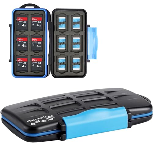Flashwoife, 12 x SDHC + 24 x Micro SDHC Karten Holder, Aufbewahrung SD Flash Card Case, Speicherkarten Etui Schutzbox, Hülle, spritzwasserfest, schwarz von Flashwoife