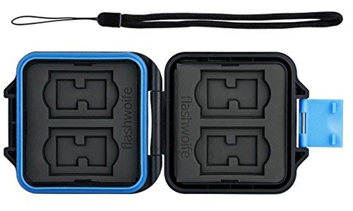 Flashwoife, 4 x SDHC + 8 x Micro SDHC Karten Holder, Aufbewahrung SD Flash Card Case, Speicherkarten Etui Schutzbox, Hülle, wasserdicht, Lanyard, schwarz von Flashwoife