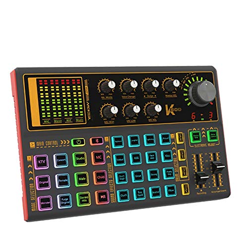 Mini-Audio-Mixer, digital, Bluetooth, USB, 7-K-Soundmixer, mit Mikrofon, integrierte Soundkarte, 48 V, Phantom Power-Kopfhöreranschluss, Stereo, DJ-Streaming Mini-Audio-Mixer, digital, Bluetooth, USB, 7-K-Soundmixer, mit Mikrofon, integrierte Soundkarte, 48 V, Phantom Power-Kopfhöreranschluss, Stereo, DJ-Streaming von Flatware