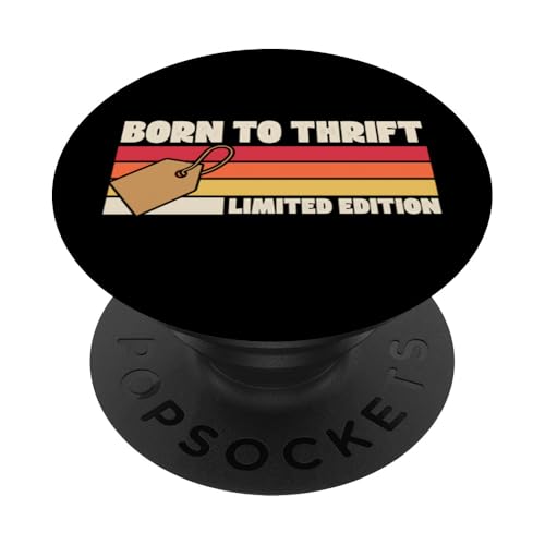 Born To Thrift Limited Edition Retro 70er Jahre Camp Style Stripes PopSockets Klebender PopGrip Born To Thrift Limited Edition Retro 70er Jahre Camp Style Stripes PopSockets Klebender PopGrip von Flea Market Thrifting Merch for Yard Sale Mornings