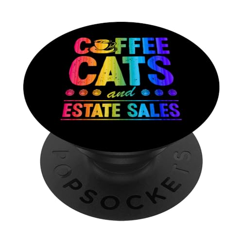 Kaffeekatzen und Immobilienverkäufe PopSockets Klebender PopGrip Kaffeekatzen und Immobilienverkäufe PopSockets Klebender PopGrip von Flea Market Thrifting Merch for Yard Sale Mornings