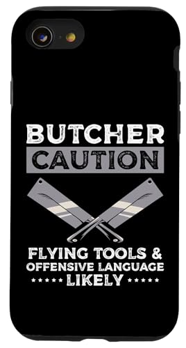 Butcher Caution Meat Cutter Butcher Hülle für iPhone SE (2020) / 7 / 8 von Fleischer Fleisch Schneider Metzger