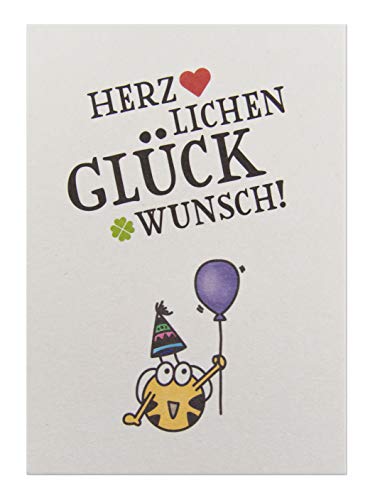 Fleißbienchen Karte »Herzlichen Glückwunsch« • Holzschliffpappe • DIN A6 • Grußkarte, Geburtstagskarte, Glückwunsch-Karte • Süßes Motiv von Fleißbienchen