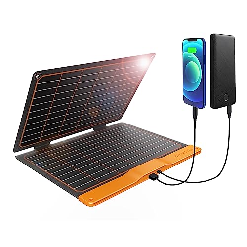 20W Solar Ladegerät, Flexsolar Solarpanel Faltbar 2-Port(USB-A,USB-C) Solarpanel,Tragbares, leichtes ETFE-Notfallpanel,IP67wasserdicht, Wandern, Camping, für Handys Akkus Tablets Powerbank von FlexSolar