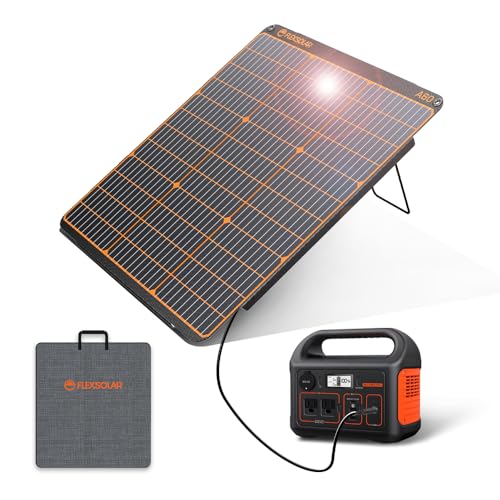 FlexSolar Solar Ladegerät, 60 W Solar Panel Portable mit USB-C 45 W QC 3.0 und DC Ausgang, IP67 wasserdicht und staubdicht, ETFE monokristalline Solar Panel für Outdoor, Camping, Handys und Laptops von FlexSolar