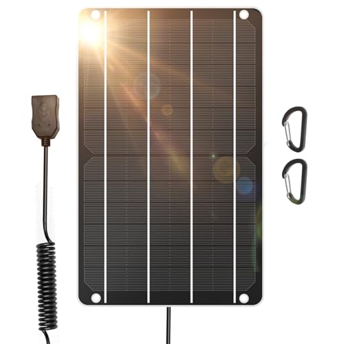 FlexSolar Solar Ladegerät USB 6W 5V Hochleistungs-monokristallines Modul, wasserdichtes Solarladegerät, geeignet für Sicherheit Batteriekamera Fahrräder, Mobiltelefone, Powerbank, Campinglampen usw von FlexSolar