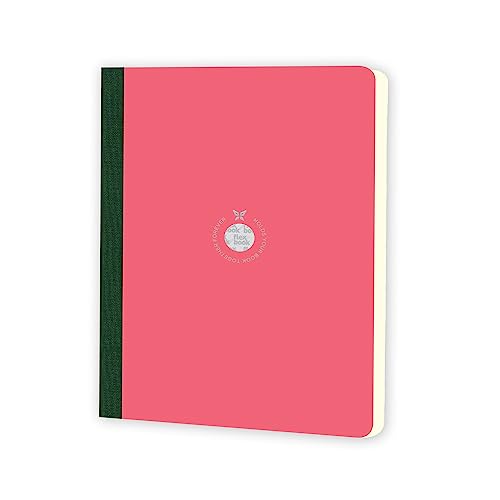 Flexbook Notizbuch Kladde patentierte flexible Bindung, Pink mit grüner Heftleiste 17x24cm von Flexbook