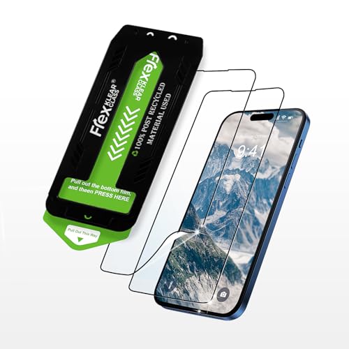 Flexklearglass® Unzerbrechlicher Hybridglas-Displayschutz für iPhone 15 pro,9H-Härte als Schutz Panzerglas mit automatischem Installationskit,Ultra HD-Klarheit,Anti-Fingerabdrücke,kratzfest 2 Stück von Flexklearglass