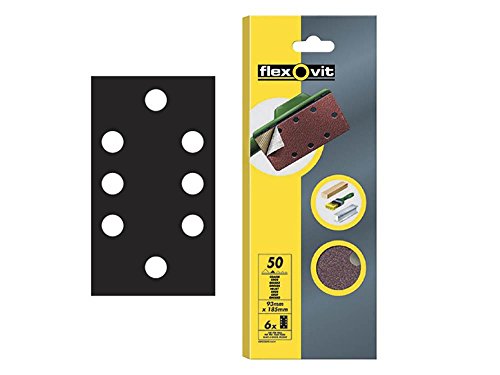 Flexovit Exzenterblätter mit Klettverschluss, 93 mm x 185 mm, 8 Löcher, nicht ausgerichtet, mittelgroß, 6 Stück Flexovit Exzenterblätter mit Klettverschluss, 93 mm x 185 mm, 8 Löcher, nicht ausgerichtet, mittelgroß, 6 Stück von Flexovit