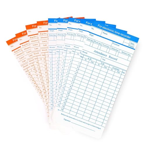 Flexzion Stempelkarten Karten für Stempeluhr Anwesenheitsrecorder, Stechuhr Karten Zeitkarten-Organizer für Büro Aufbewahrungszubehör Zeiterfassung Anwesenheitsnachweis, orange blaue Karte (100 Stück) Flexzion Stempelkarten Karten für Stempeluhr Anwesenheitsrecorder, Stechuhr Karten Zeitkarten-Organizer für Büro Aufbewahrungszubehör Zeiterfassung Anwesenheitsnachweis, orange blaue Karte (100 Stück) von Flexzion