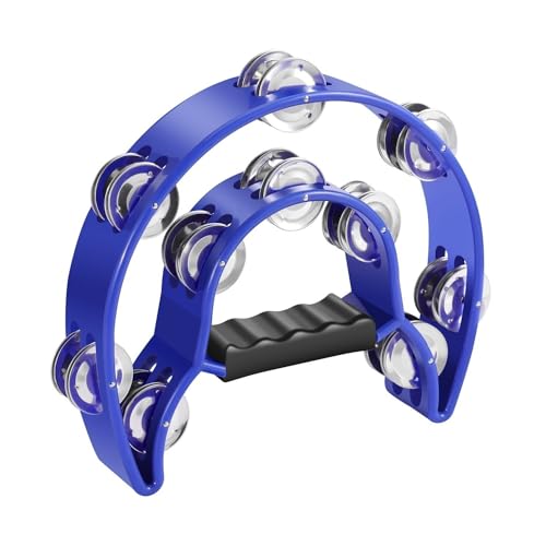 Flexzion Tamburin Metall Halbmond Musikinstrumente Doppelreihe Metallschellen Handinstrumente Schlagzeug mit Ergonomischem Griff, Tamburine f�r Erwachsene, Blau Flexzion Tamburin Metall Halbmond Musikinstrumente Doppelreihe Metallschellen Handinstrumente Schlagzeug mit Ergonomischem Griff, Tamburine f�r Erwachsene, Blau von Flexzion