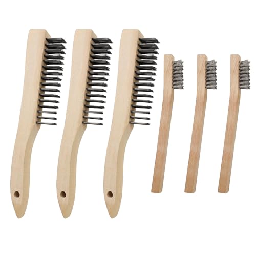 Fleymu Drahtbürste, Handdrahtbürste Set 6-tlg mit Holzgriff, Edelstahl Metallbürste, 3 x Groß Edelstahlbürste 3 x Drahtbürste Klein für Holz, Metallteilen, Grill, Reinigung, Schlacke und Rost Fleymu Drahtbürste, Handdrahtbürste Set 6-tlg mit Holzgriff, Edelstahl Metallbürste, 3 x Groß Edelstahlbürste 3 x Drahtbürste Klein für Holz, Metallteilen, Grill, Reinigung, Schlacke und Rost von Fleymu