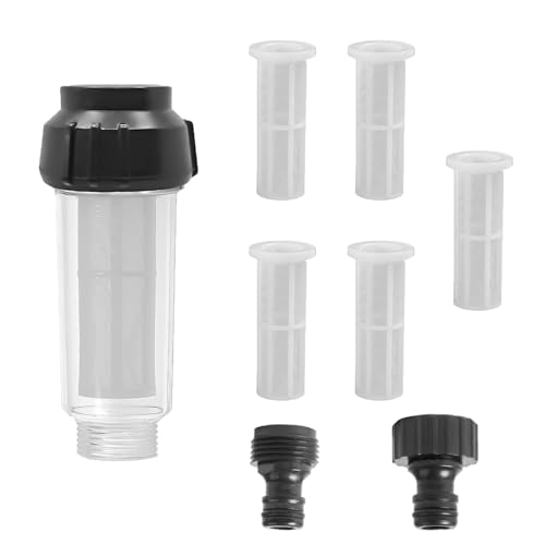 Wasserfilter Gartenschlauch, Fleymu Wasserfilter Wohnmobil, 3/4 Zoll Wasser Vorfilter Wasserfilter Set mit 5 Filtereinsatz + 2 Schnelladapter für Hochdruckreiniger, Gartenbewässerung, Wohnmobil Wasserfilter Gartenschlauch, Fleymu Wasserfilter Wohnmobil, 3/4 Zoll Wasser Vorfilter Wasserfilter Set mit 5 Filtereinsatz + 2 Schnelladapter für Hochdruckreiniger, Gartenbewässerung, Wohnmobil von Fleymu