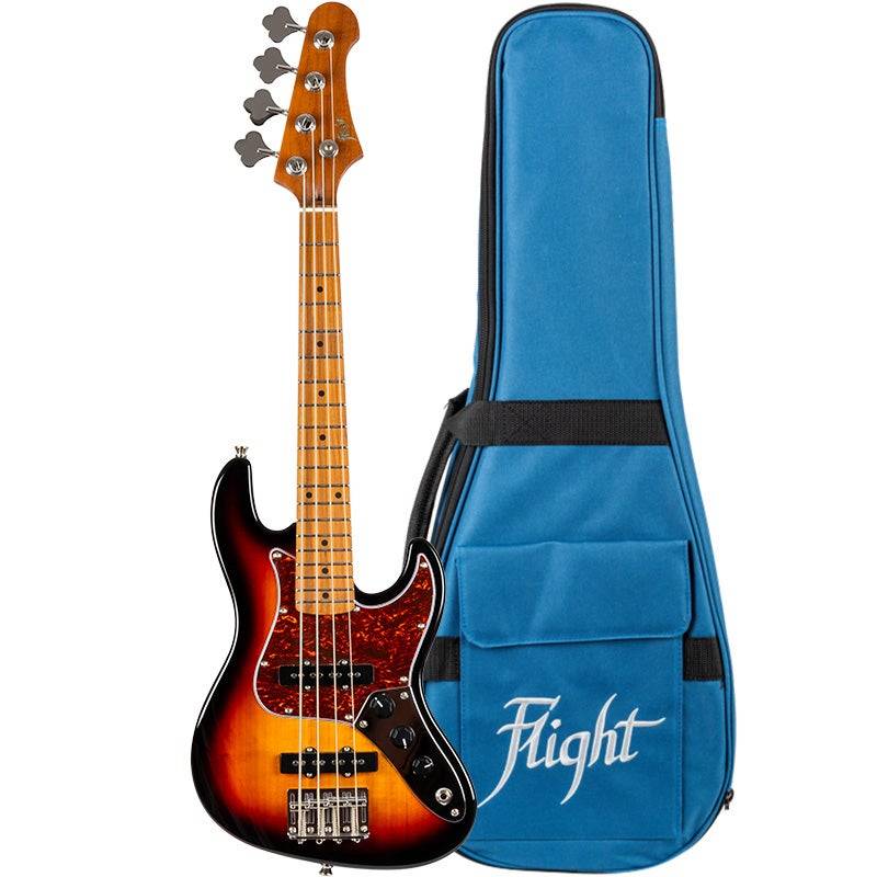 Flight Rock Series Mini JB Bass Sunburst Compact Electric Bass Guitar with Gig Bag von Flight