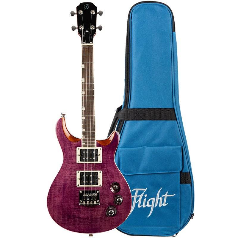 Flight Rock Series Vanguard Transparent Purple Electric Tenor Ukulele with Gig Bag von Flight