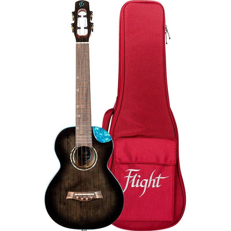 Flight Royal Series Nighthawk Tenor Black Stain Electro-Acoustic Ukulele with Gig Bag von Flight
