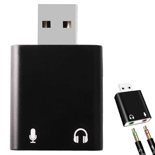 Externe Soundkarte Adapter - USB auf 3,5mm Klinke, Audio zu USB Konverter für Kopfhörer und Mikrofon, Plug & Play, Kompatibel mit Windows, Mac, PS5/PS4, Xbox - 3D-Stereo (AU-MMSA) von Fllyvly