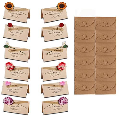 Floatdream 12 Stücke Leerer Umschlag aus Kraftpapier, Leere Postkarten-Grußkarte, Vintage Leerer Umschlag, für Grußkarten, Muttertag, Karten, Etc(Gelb) von Floatdream