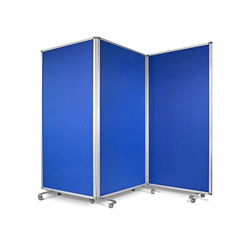 Floordirekt Filz Stellwand mobile Stellwandsystem 3-teilig - Filztafel Pinnwand mit Rollen - Trennwand Raumteiler - Präsentationswand Messewand - doppelseitig nutzbar (180 x 60 x 180 cm, Blau) von Floordirekt