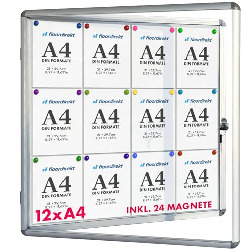 Floodirekt Schaukasten Wand 12 x DIN A4 Plakatschaukasten mit Alurahmen & Acrylglas inkl. Magnete Infokasten Aushang Aushangkasten Magnetische & beschreibbare Rückwand Floodirekt Schaukasten Wand 12 x DIN A4 Plakatschaukasten mit Alurahmen & Acrylglas inkl. Magnete Infokasten Aushang Aushangkasten Magnetische & beschreibbare Rückwand von Floordirekt
