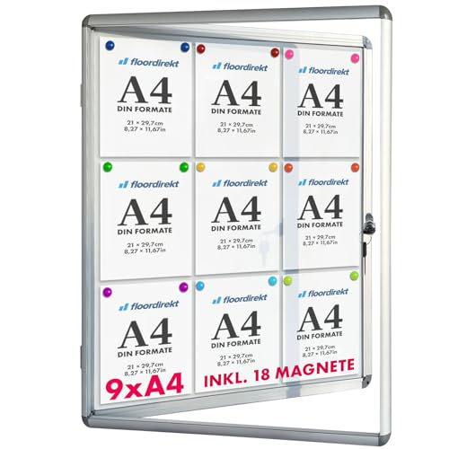 Floodirekt Schaukasten Wand 9 x DIN A4 Plakatschaukasten mit Alurahmen & Acrylglas inkl. Magnete Infokasten Aushang Aushangkasten Magnetische & beschreibbare Rückwand Floodirekt Schaukasten Wand 9 x DIN A4 Plakatschaukasten mit Alurahmen & Acrylglas inkl. Magnete Infokasten Aushang Aushangkasten Magnetische & beschreibbare Rückwand von Floordirekt