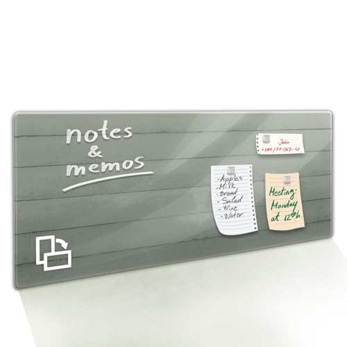 Floordirekt Glasboard Präsentationsboard - Whiteboard - Magnettafel - Magnetboard lackiert oder Glas - magnetisch & beschreibbar - Schreibtafel Magnetwand Wandtafel (Grau 20 x 60 cm) von Floordirekt