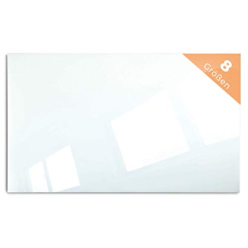 Floordirekt Glasboard - rahmenloses Glas-Whiteboard aus Sicherheitsglas - Magnettafel - magnetisch & beschreibbar - Schreibtafel Magnetwand Wandtafel Präsentationsboard (Glasboard Weiß, 120 x 200 cm) von Floordirekt