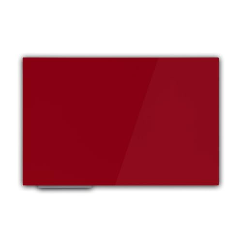 Floordirekt Magnettafel Glas 65 x 100 cm rot Whiteboard magnetisch, beschreibbar, abwischbar Inkl. 3 Magnete, rahmenloses Magnetwand, Präsentationsboard, Glastafel aus 7mm Sicherheitsglas von Floordirekt