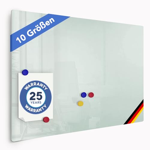 Floordirekt Magnettafel für Küche Glas-Whiteboard inkl. 5 Magnete - Memoboard - magnetisch & beschreibbar - Schreibtafel Magnetwand Wandtafel Präsentationsboard (Glasboard Weiß, 45 x 60 cm) von Floordirekt